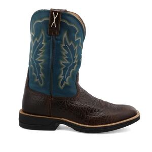 Twisted X Tech X Western Square Toe Boots - Chocolate/Teal EUC